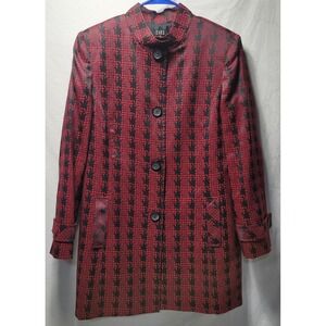 ALEX MARIE Women's Red Black Houndstooth Blazer Jacket Size 14